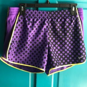Nike dri-FIT purple polka dot running shorts Sz M